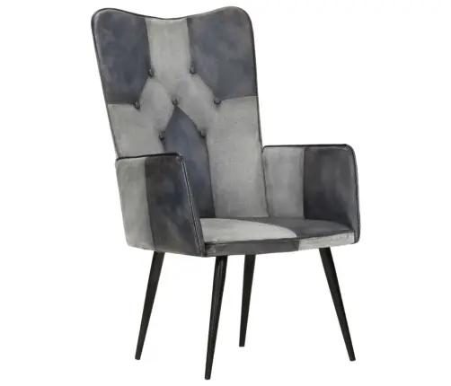 Atpūtas Krēsls, Pelēka Dabīgā Āda Vidaxl