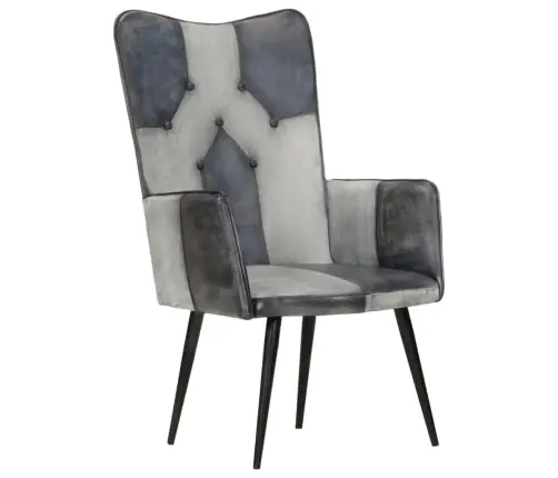 Atpūtas Krēsls, Pelēka Dabīgā Āda Vidaxl