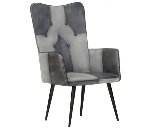 Atpūtas Krēsls, Pelēka Dabīgā Āda Vidaxl