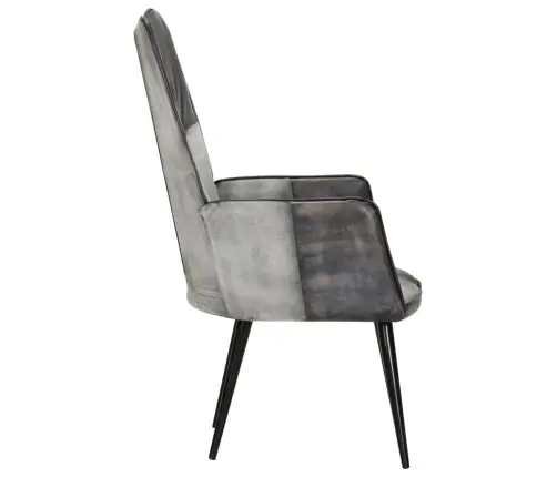 Atpūtas Krēsls, Pelēka Dabīgā Āda Vidaxl