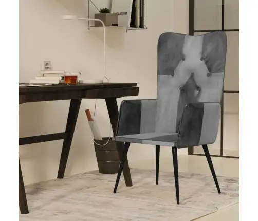 Atpūtas Krēsls, Pelēka Dabīgā Āda Vidaxl