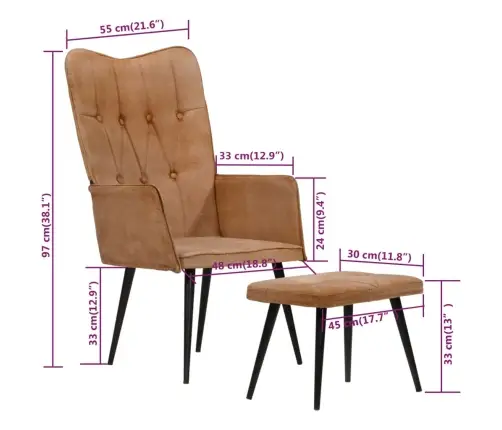 Krėslas Su Pakoja, Rudos Spalvos, Drobė