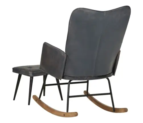 Šūpuļkrēsls Ar Kāju Balstu, Pelēka Dabīgā Āda Vidaxl