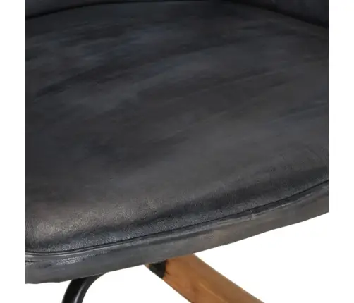 Šūpuļkrēsls Ar Kāju Balstu, Pelēka Dabīgā Āda Vidaxl