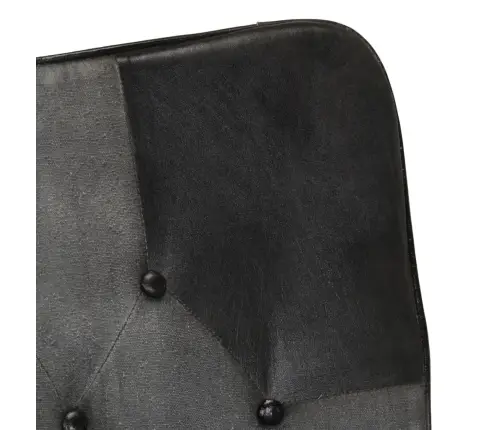 Šūpuļkrēsls Ar Kājsoliņu, Melna Dabīgā Āda Un Audums Vidaxl