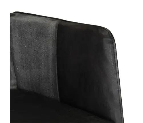 Šūpuļkrēsls Ar Kājsoliņu, Melna Dabīgā Āda Un Audums Vidaxl