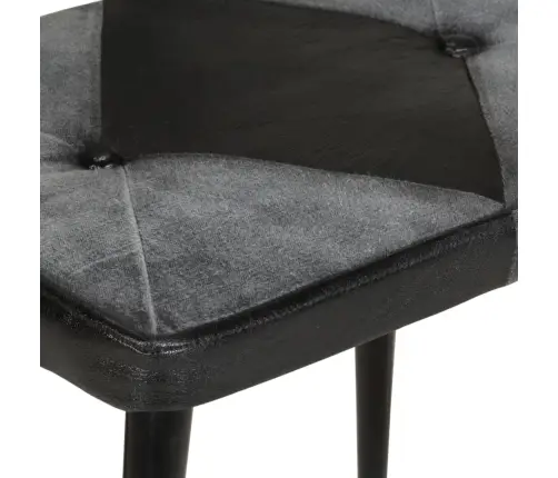 Šūpuļkrēsls Ar Kājsoliņu, Melna Dabīgā Āda Un Audums Vidaxl