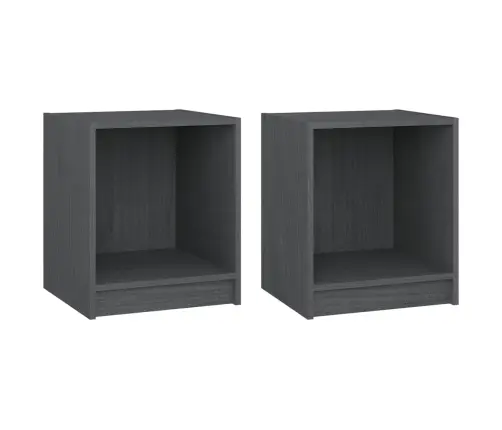 Naktsgaldiņi, 2 Gab., Pelēki, 35,5X33,5X41,5 Cm, Priedes Koks Vidaxl