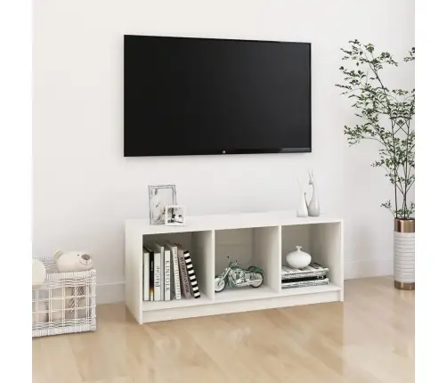 Televizoriaus Spintelė, Balta, 104X33X41cm Pušies Masyvas Televizoriaus Spintelė, Balta, 104X33X41cm Pušies Masyvas