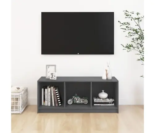 Tv Plaukts, Pelēks, 104X33X41 Cm, Priedes Masīvkoks Vidaxl Tv Plaukts, Pelēks, 104X33X41 Cm, Priedes Masīvkoks Vidaxl