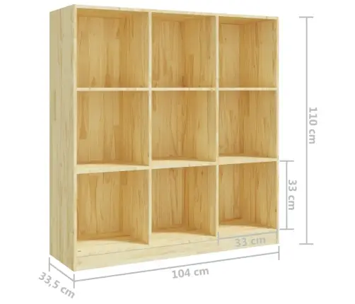 Grāmatu Plaukts, 104X33,5X110 Cm, Priedes Masīvkoks Vidaxl