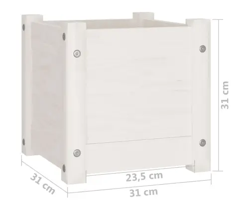 Dārza Puķu Kaste, Balta, 31X31X31 Cm, Priedes Masīvkoks Vidaxl