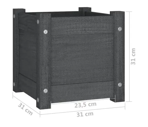 Sodo Lovelis, Pilkas, 31X31X31cm Pušies Medienos Masyvas