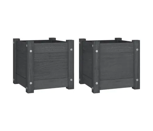 Dārza Puķu Kastes, 2 Gab., Pelēkas, 31X31X31 Cm, Priedes Koks Vidaxl