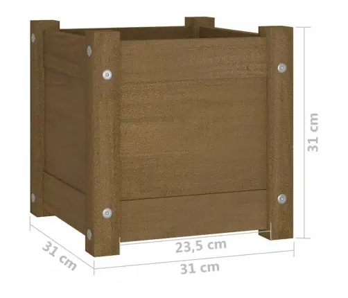 Sodo Lovelis, Medaus Rudas, 31X31X31cm Pušies Medienos Masyvas
