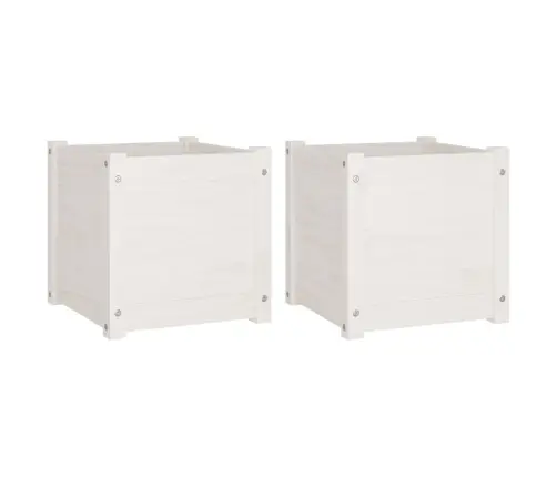 Dārza Puķu Kastes, 2 Gab., 40X40X40Cm, Balts Priedes Masīvkoks Vidaxl