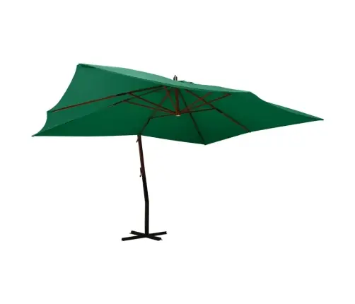 Gembinis Sodo Skėtis Su Mediniu Stulpu, Žalias, 400X300Cm