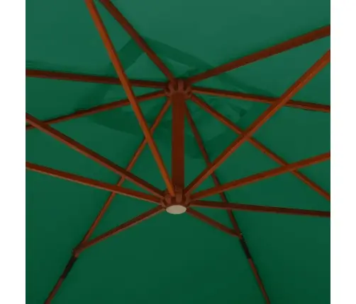 Gembinis Sodo Skėtis Su Mediniu Stulpu, Žalias, 400X300Cm