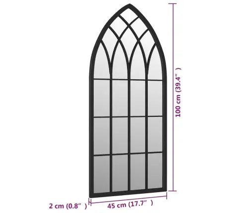 Peegel, Must, 100 X 45 cm Raud, Toas Kasutamiseks