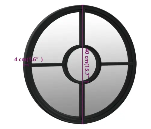 Peegel, Must, 40X4 cm Raud, Toas Kasutamiseks