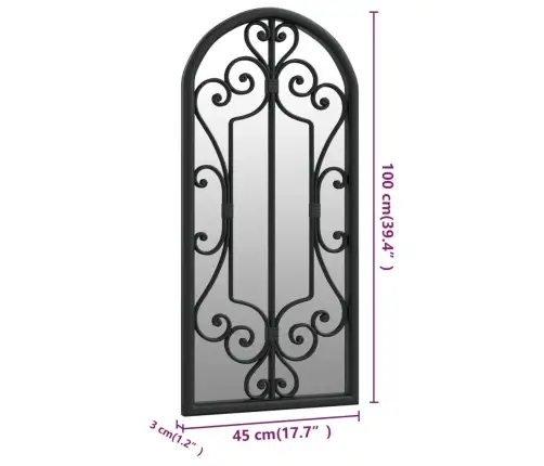 Peegel, Must, 100X45 cm Raud, Toas Kasutamiseks