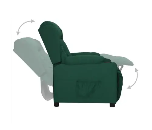 Atpūtas Krēsls, Paceļams, Tumši Zaļš Audums Vidaxl