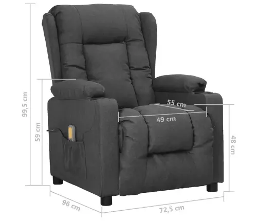 Atsistojantis Masažinis Krėslas, Tamsiai Pilkas, Audinys