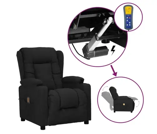 Atsistojantis Masažinis Krėslas, Juodos Spalvos, Audinys