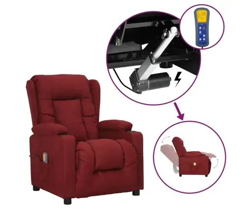 Masāžas Krēsls, Paceļams, Vīnsarkans Audums Vidaxl