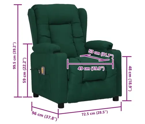 Püsti Tõusmist Toetav Massaažitool, Tumeroheline, Kangas