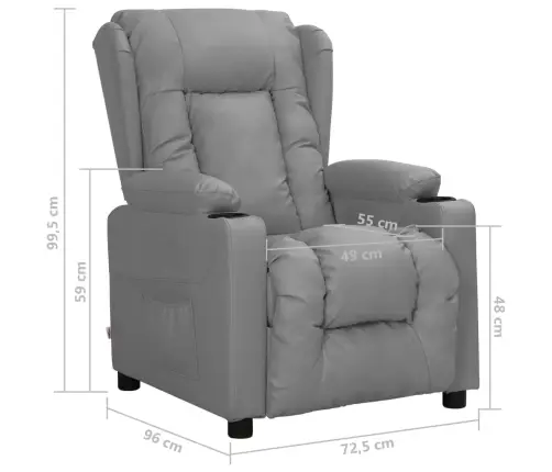 Atpūtas Krēsls, Paceļams, Pelēka Mākslīgā Āda Vidaxl Atpūtas Krēsls, Paceļams, Pelēka Mākslīgā Āda Vidaxl