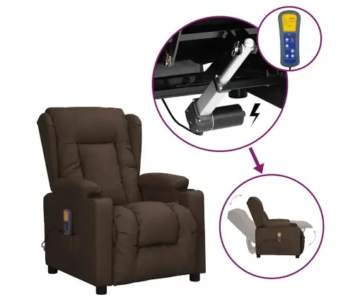 Masāžas Krēsls, Paceļams, Brūna Mākslīgā Āda Vidaxl