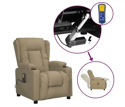 Masāžas Krēsls, Paceļams, Kapučīno Krāsas Mākslīgā Āda Vidaxl