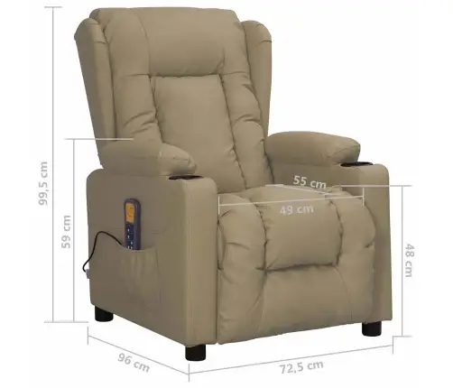 Masāžas Krēsls, Paceļams, Kapučīno Krāsas Mākslīgā Āda Vidaxl