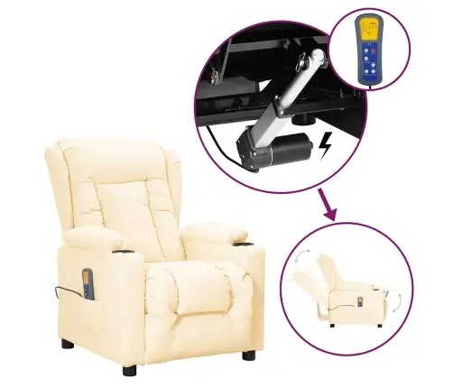 Püsti Tõusmist Toetav Massaažitool, Kreemjas, Kunstnahk