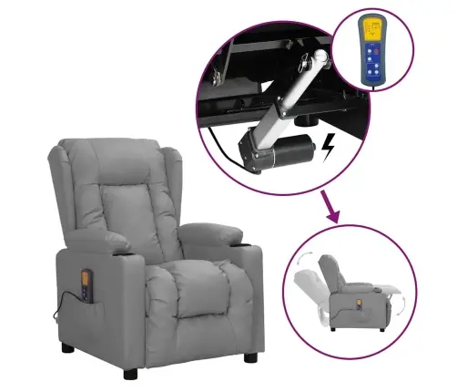 Masāžas Krēsls, Paceļams, Pelēka Mākslīgā Āda Vidaxl