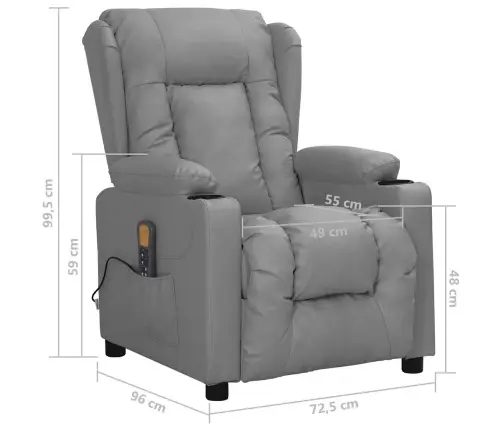 Masāžas Krēsls, Paceļams, Pelēka Mākslīgā Āda Vidaxl