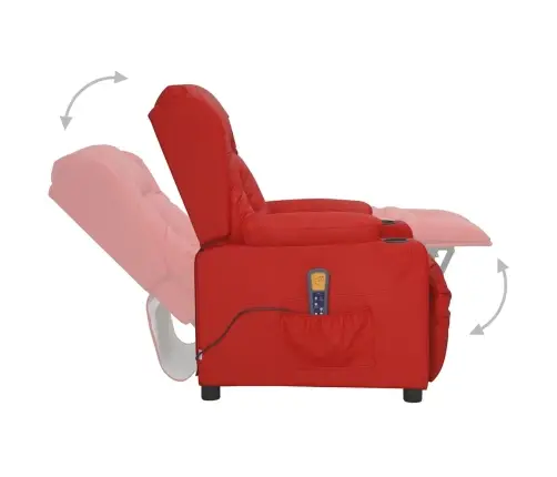 Atsistojantis Masažinis Krėslas, Raudonojo Vyno, Dirbtinė Oda