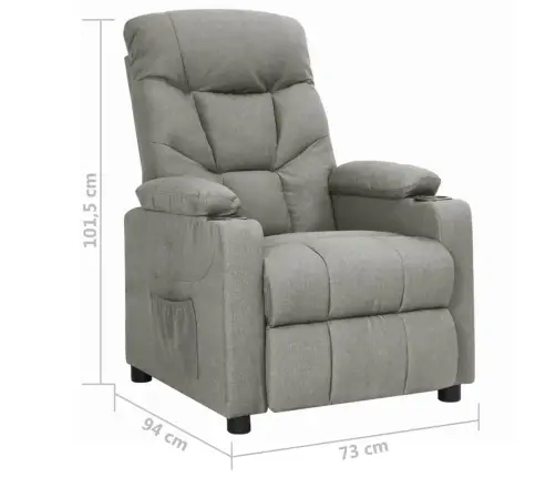 Atpūtas Krēsls, Paceļams, Gaiši Pelēks Audums Vidaxl