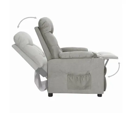 Atpūtas Krēsls, Paceļams, Gaiši Pelēks Audums Vidaxl