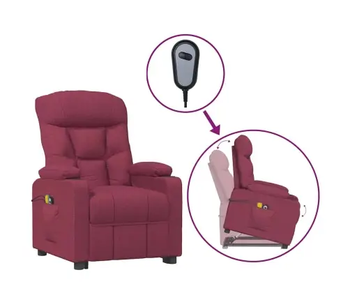 Masāžas Krēsls, Paceļams, Vīnsarkans Audums Vidaxl