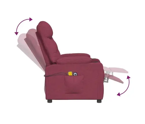 Masāžas Krēsls, Paceļams, Vīnsarkans Audums Vidaxl