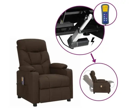 Püsti Tõusmist Toetav Massaažitool, Tumepruun, Kangas