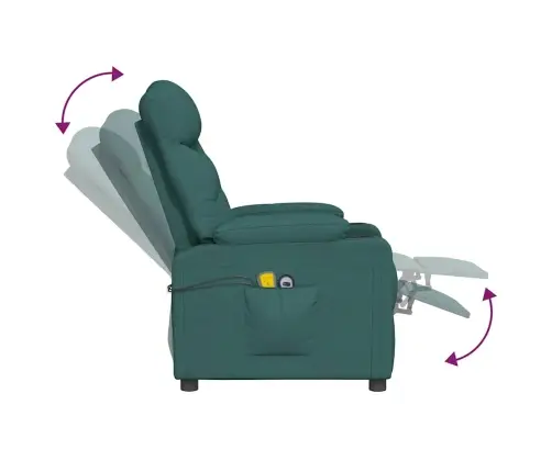 Atsistojantis Masažinis Krėslas, Tamsiai Žalias, Audinys