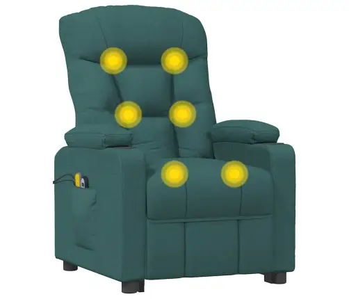 Atsistojantis Masažinis Krėslas, Tamsiai Žalias, Audinys