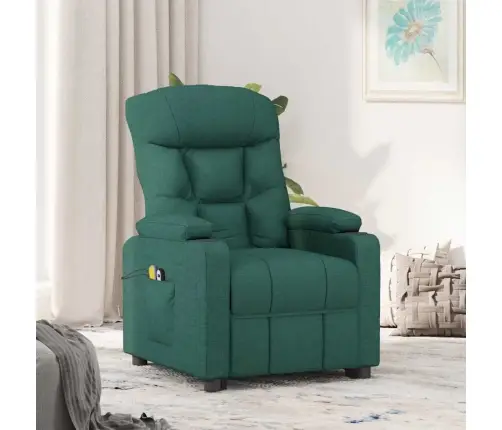 Atsistojantis Masažinis Krėslas, Tamsiai Žalias, Audinys