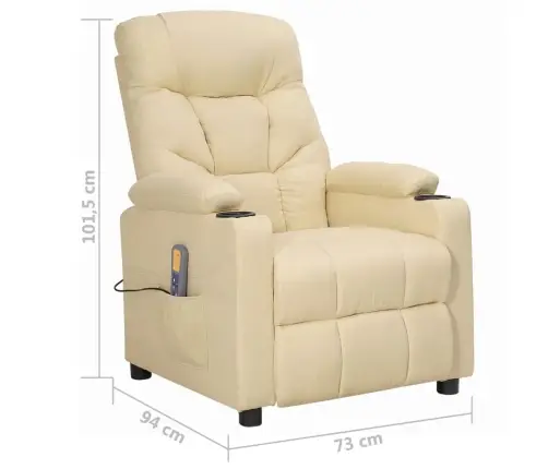 Masāžas Krēsls, Paceļams, Krēmkrāsas Audums Vidaxl