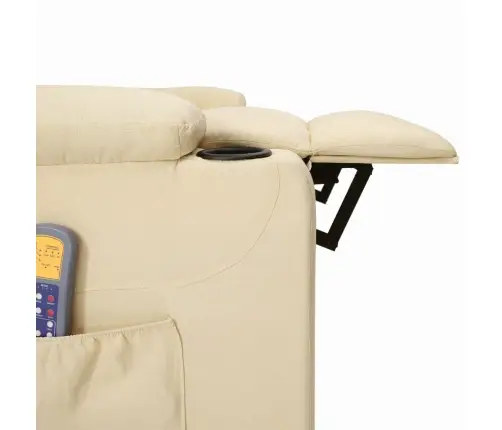 Masāžas Krēsls, Paceļams, Krēmkrāsas Audums Vidaxl