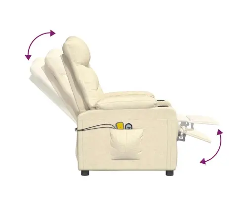 Masāžas Krēsls, Paceļams, Krēmkrāsas Audums Vidaxl