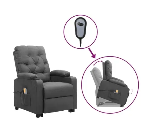 Masāžas Krēsls, Paceļams, Gaiši Pelēks Audums Vidaxl